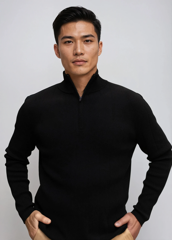 Knitted Quarter Zip - Navy (Basic Product)